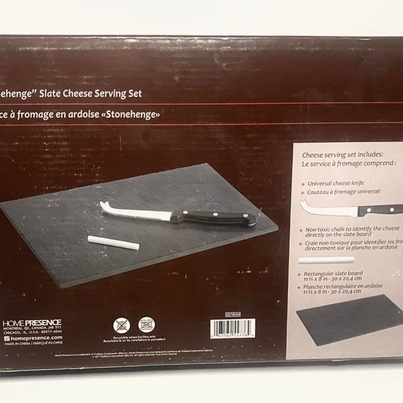 Home Presence Stonehenge Slate Cheese Serving Set- New In Box - Picture 3 of 4